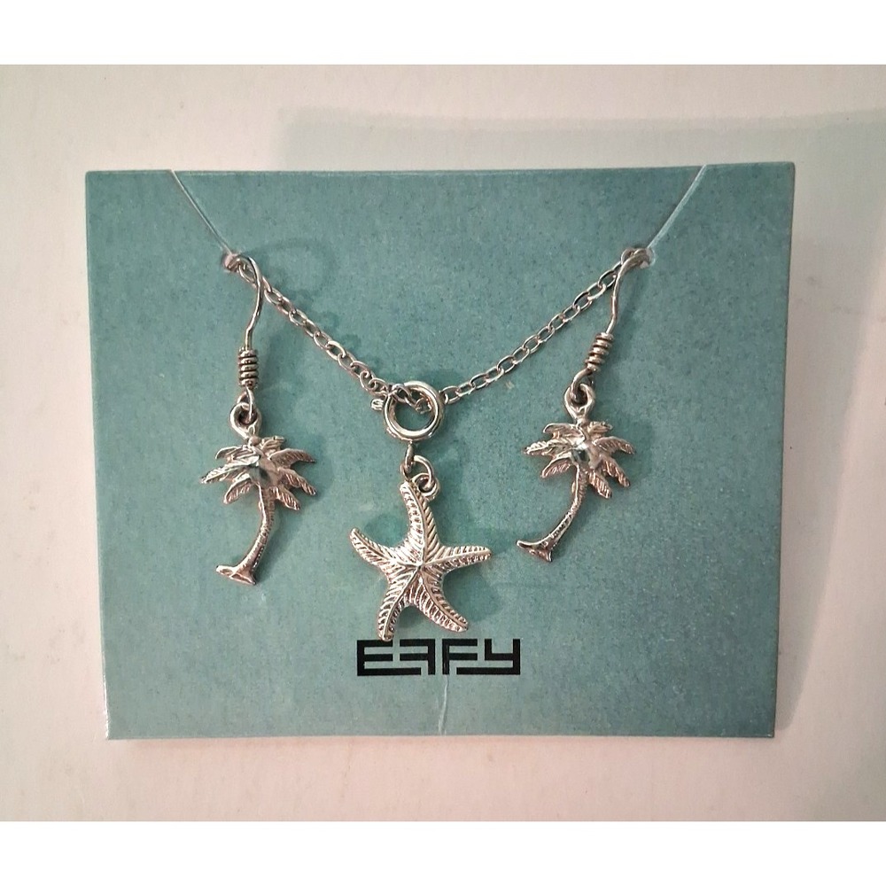 Effy Starfish Fine Jewelry Necklace with Palm Tree Earrings set vacation cruise